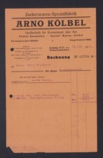 LEIPZIG, Rechnung 1931, Arno Kölbel Zuckerwaren-Fabrik Karamellen Komprimate all