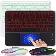 QWERTZ Beleuchtet Maus Tastatur mit Touchpad für Android IOS Windows Tablet iPad