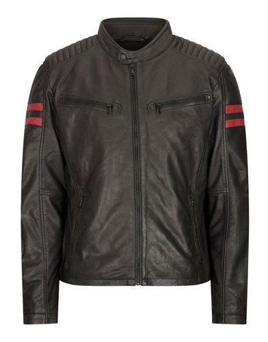 Herren echtleder biker jacke - echtleder,