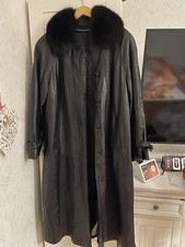 Damen Ledermantel Norma Modell mit echtem Pelzkragen er ist abnehmbar Gr 44:46