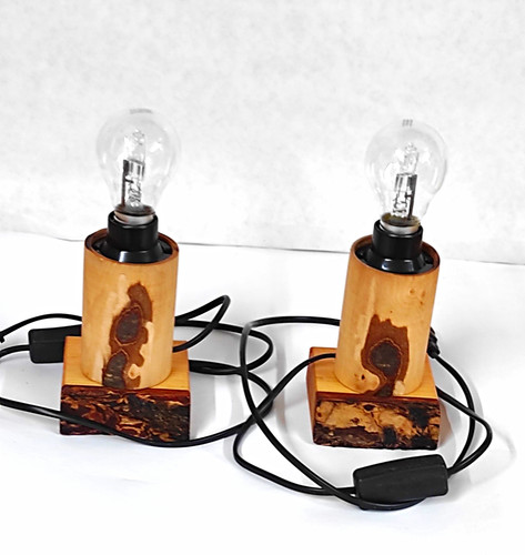 Holz tischlampe - 2x,