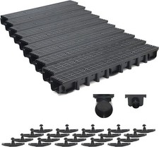 10m Entwässerungsrinne für modulares System A15 98mm, Stegrost Kunststoff
