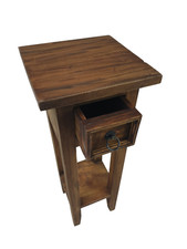 Beistelltisch Mahagoni Holz natur 25x25x66cm mit Schublade Telefontisch