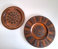 2 vintage Wandteller Holz