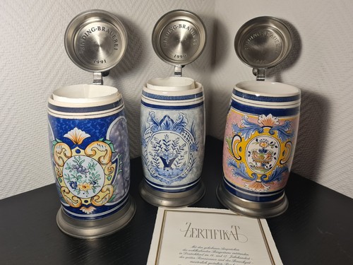Bierkrug mit zinndeckel - bierkrug,