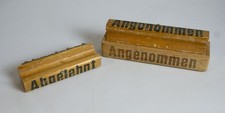#10640 - 2 alte XXL Stempel - Angenommen und Abgelehnt - Holz - groß - um 1950