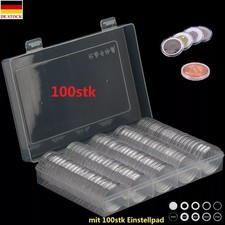 100x Münzkapseln Kapseln Caps Ø 30mm für Euro Münzen Coin mit Box Einstellpad
