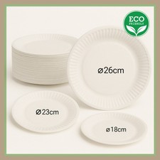 Premium Weiße Pappteller 18 cm 23 cm 26 cm | Einweg Teller Set Party NEU & OVP