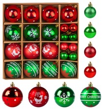 Weihnachtskugeln Rot Grün Kunststoff 3-6cm 30er Christbaumkugel Baumschmuck Deko