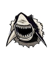 Realistischer Weißer Hai-Aufkleber/Aufnäher für Kleidung