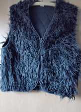 Ding Dong Weste Hippie Vintage Retro Zottel 70er Boho Gr. 164 Schwarz Anthrazit