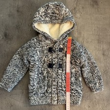 Wunderschöne blaue Kinder Jungen Strickjacke Midlayer JackeMit Fleece Gr 86
