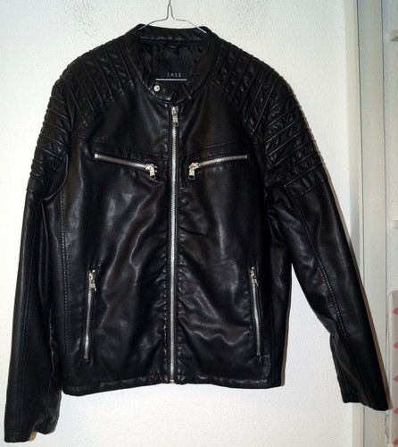 Schwarze kunstlederjacke m - schwarze,