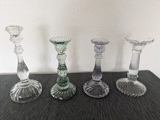 4 St. Glaskerzenständer Kerzenhalter Kerzenleuchter Pressglas Vintage