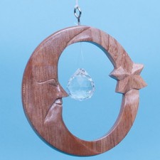 Kristallobjekt "Mond" Holz