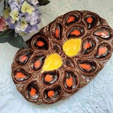 16 Muschel Austernplatte Vallauris französische Fayence Keramik Lava glänzende Glasur