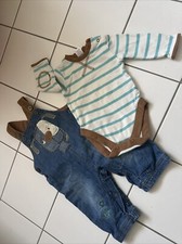 set junge Next Hose leicht gefutterte Latzhose Jeans Langarm Body Gr: 3-6 M