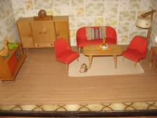 Wohnzimmermöbel 50er Linus Dähnert für Puppenstube-Puppenhaus-Puppenmöbel