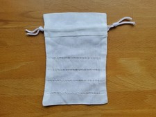 vintage alter Beutel Säckchen Duftbeutel Leinen Hohlsaum Handarbeit Kordelzug