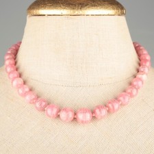 Kette Collier Halskette rosa 40 cm Rhodochrosit Kugelkette