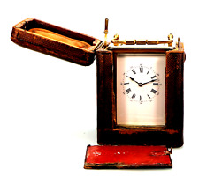 Reiseuhr Frankreich Messing vergoldet im Leder Case 2 Hälfte 19 Jhdt -20840