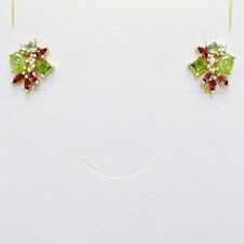 Oval Sphen Peridot Granat Saphir CZ Ohrstecker 925 Silber 750 Gelbgold vergoldet