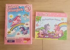 Haba 300123 Einhorn Glitzerglück Wolkenschatz Spiel + Buch Regenbogen-Picknick