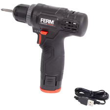 FERM Akku-Bohrmaschine 12 V kabellos USB-C Ladegerät Schrauber Bits Heimwerken