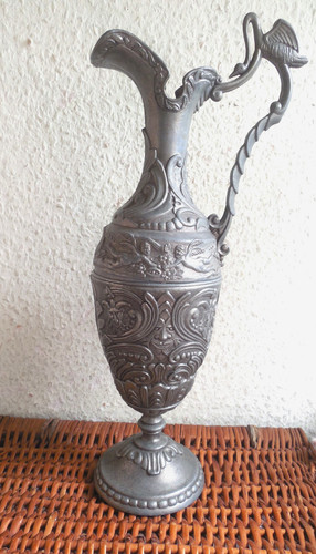 Vintage zinnkrug mit henkel - zinnkrug,