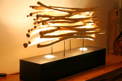 Treibholz tischlampe 60cm - tischlampe,