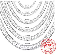 Herren Halskette Kette 2 /4/6/8/10/12mm 40 - 75cm Silber 925 Panzerkette Schmuck