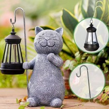 Katzen deko mit solar laterne - mit,