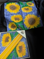 12 Servietten Blumen SONNENBLUMEN  33x33  & 2 Gelbe Kerzen 