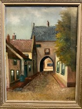 ÖLGEMÄLDE DORF GASSE AUF