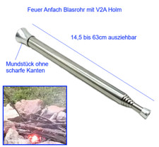 Telskop Blasrohr Feuer Anfacher Starter Lagerfeuer mit optimiertem Mundstück