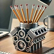 Auto Motor Stifthalter V8 Design Schreibtisch Organizer Deko für Männer Büro