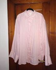 Leinen-Hemdbluse Gr. L Pastellrosa Oversized Manschetten