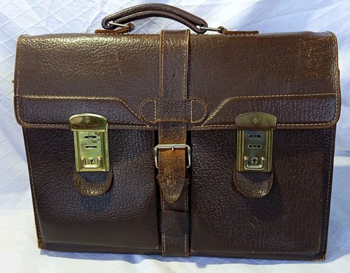 Vintage leder aktentasche - leder,