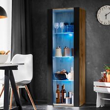 NEU komodee Tivoli Vitrine Schrank Eiche Weiß Schwarz, Glasböden LED Beleuchtung