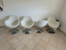 Stuhl / Sessel "Calimero", Bezug: Kunstleder weiß, Gestell: chrom, drehbar