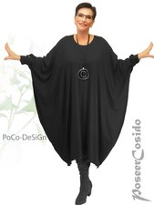 LAGENLOOK Kaftan Oversize Kleid Überwurf XL-XXL-XXXL 46-50-52-54-56-58 schwarz