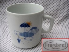 Friesland Becher m. Henkel Life Weekend Kaffeebecher Melitta Sonne Wolken Schirm