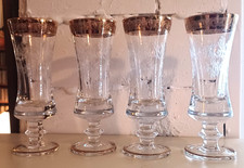 Murano Medici 4 Sektgläser graviert Goldrand Italien