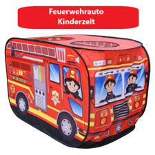 Faltbares Kinderzelt Feuerwehrauto Spielzelt Bällebad Außen Innen Rot 75x70x110