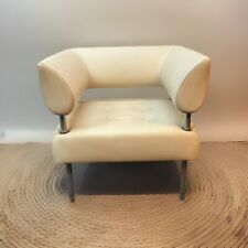 ORIGINAL Sitland Ledersessel Italien Design Sergio Bellin Cremeweiß Vintage