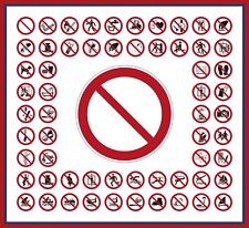 Verbotszeichen Aufkleber alle DIN 7010 DIN 4844-02 versch. Größen 5 bis 20 cm
