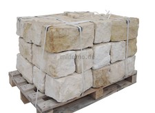 Sandstein 20x20x40 cm Mauersteine bossiert Gartenmauer beige Steine 30 Stk.