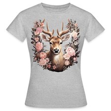 Hirsch Mit Blumen Trachtenshirt Frauen T-Shirt
