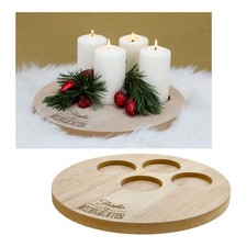 Kerzentablett Dekoteller Holz Ø 32 cm Schriftzug Frohe Weihnachten B-Ware