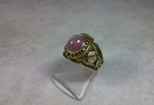 D38-19 / pompöser  Ring 585 / 14 K GG rosa Sternsaphir UNITED STATES ARMY Gr. 64